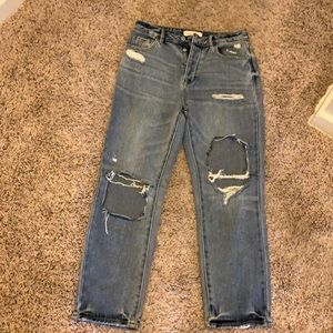 Pacsun mom jeans high rise distressed button fly